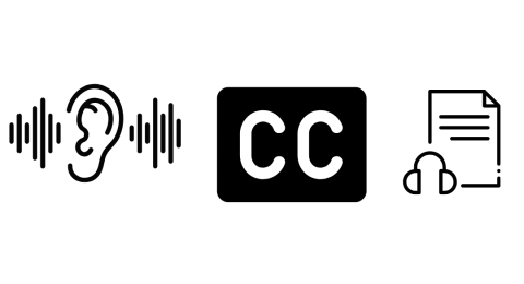 Symbols relating to closed captions and audio transcripts