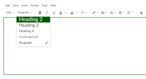 A zoom-ed in screenshot of paragraph formatting options in the Rich Content Editor